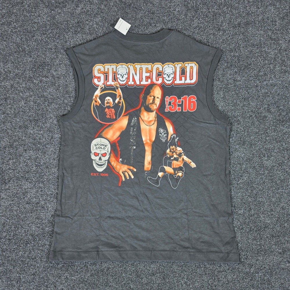 NWT WWE Stone Cold Steve Austin 3:16 Muscle Tee Shirt Mens Medium Gray Boxy Fit